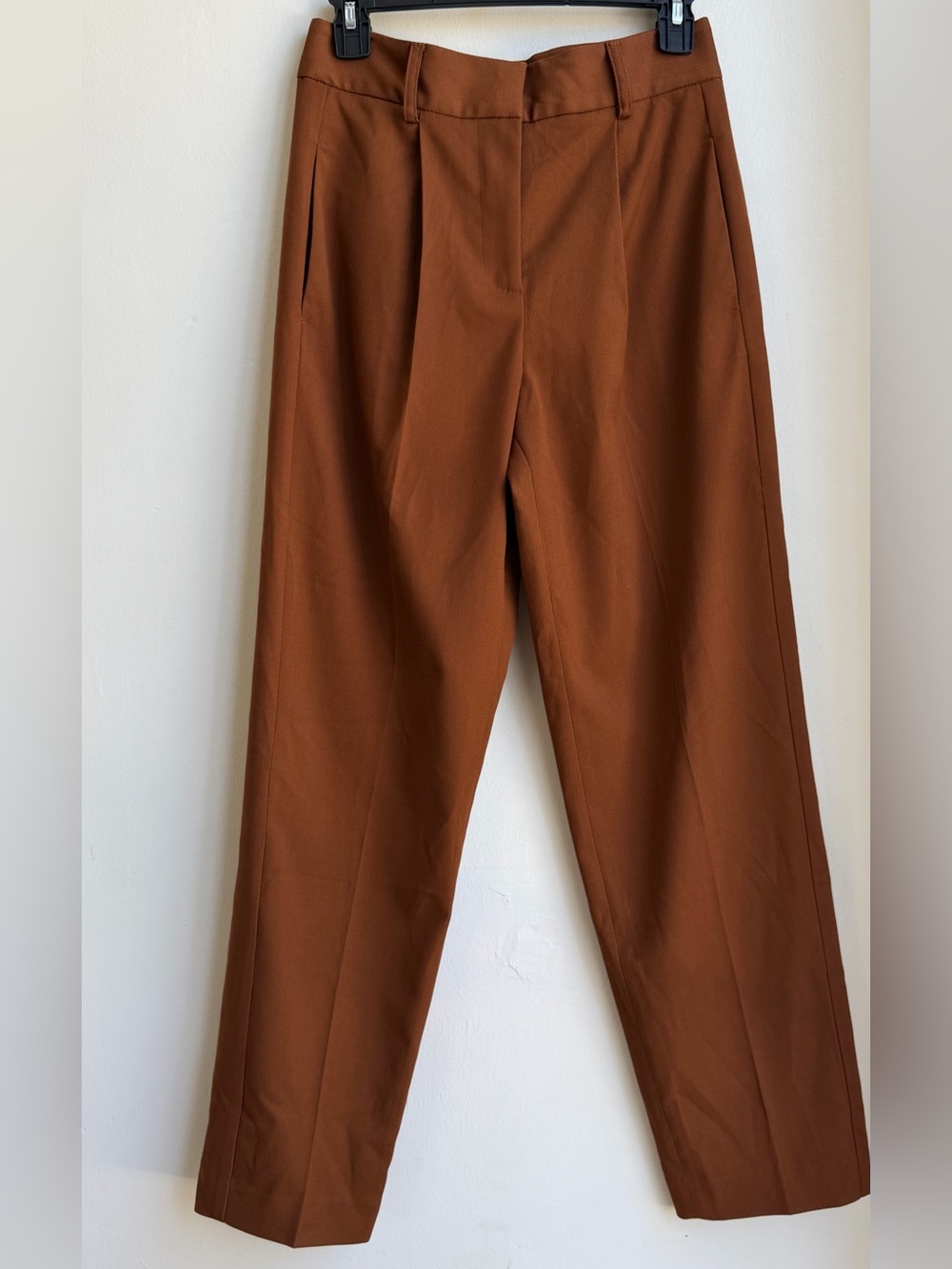 Sézane Pants  Hendley Caramel Brown Pleated Tapered Trousers Women’s SZ 34 US 2